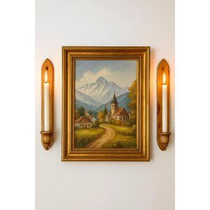 Vintage Charles Lesters Wood Candle Wall Sconces Pair Handcrafted Decor Rustic